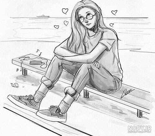 نقاشی دخترانه غمگین فانتزی - عکس نودی