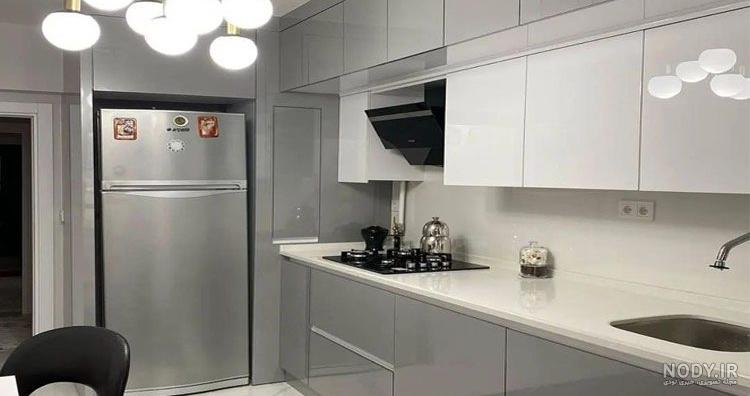 مدل کابینت سفید نقره ای - خط معمار مدل کابینت سفید نقره ای - خط معمار
