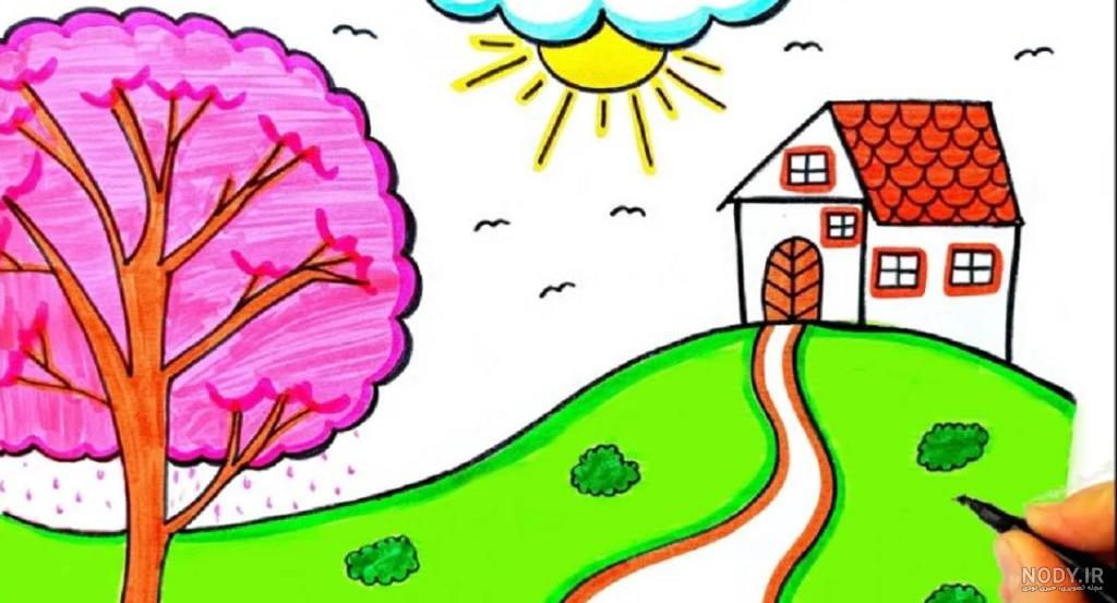 نقاشی جنگل سرسبز برای کودکان