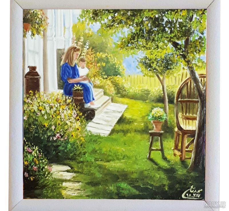 نقاشی رنگ روغن منظره بهاری