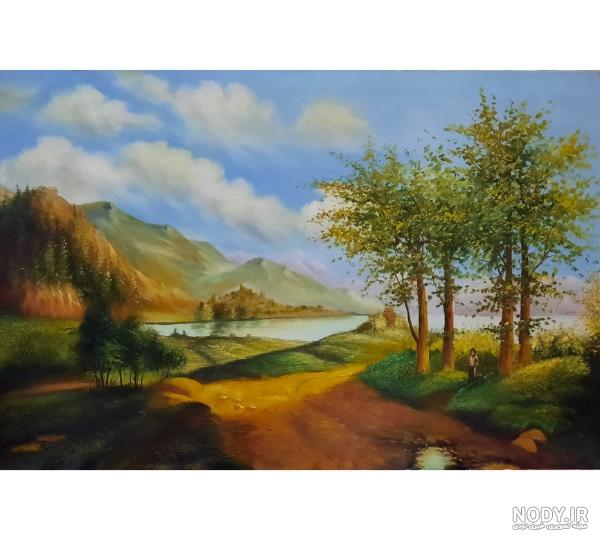 نقاشی رنگ روغن منظره پاییزی