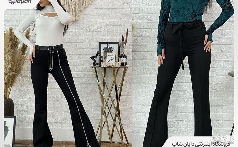 خرید شلوار دمپا گشاد پارچه ای مشکی قد 105