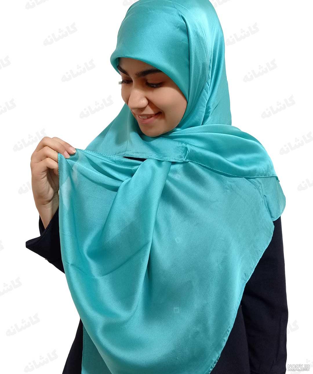 شال آبی - روسری آبی (آبی پررنگ نفتی و کاربنی -آبی فیروزه ای)