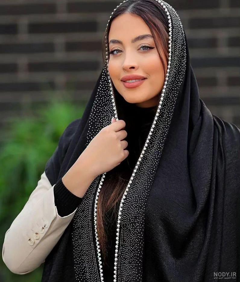 شیک ترین مدل های شال مشکی مجلسی زنانه