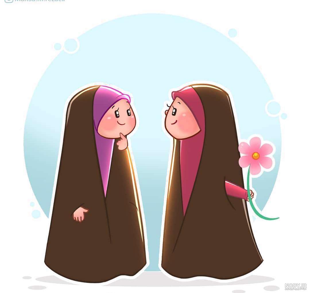 عکس دختر با روسری کارتونی