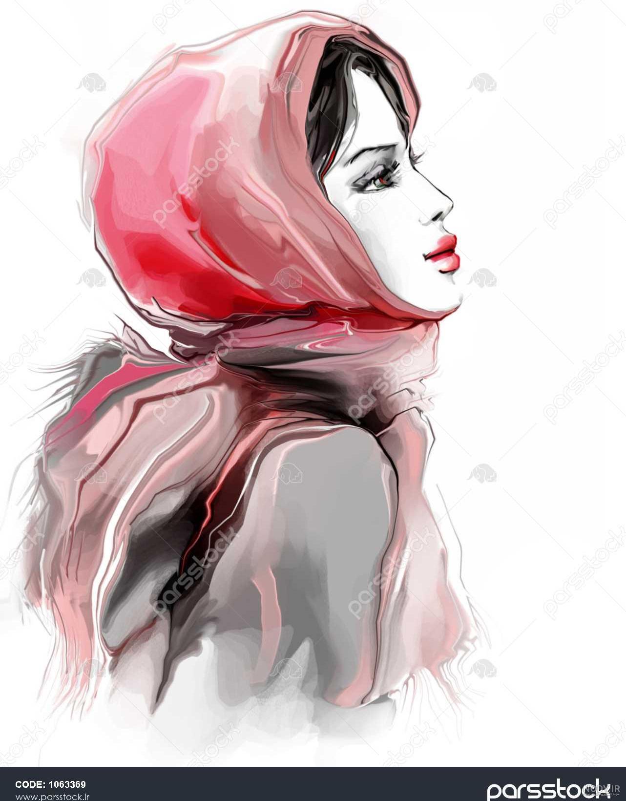 عکس دختر روسری صورتی