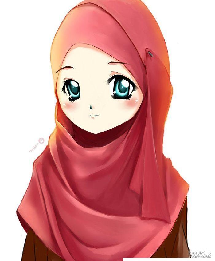 عکس دختر محجبه با روسری کارتونی
