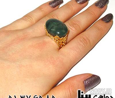 انگشتر نقره یشم سبز رکاب تک چنگ نقره دست ساز مردانه انگشترسازی زنجان a376