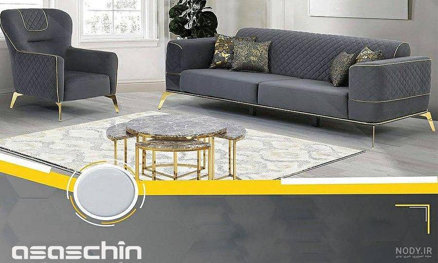 عکس مبل طوسی سفید
