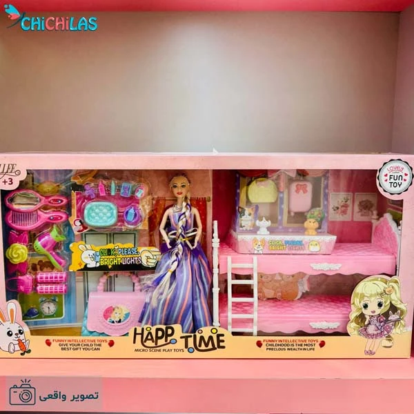 عروسک باربی حامله با شوهر مدل دفا با لباس صورتی کد 8349 -