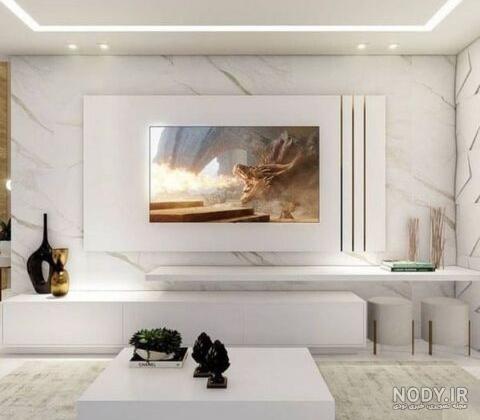 عکس دکور تلویزیون با گچ