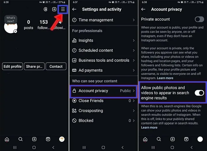 قابلیت باز یا بزرگ نشدن عکس پروفایل اینستاگرام / بستن زوم پروفایل اینستا