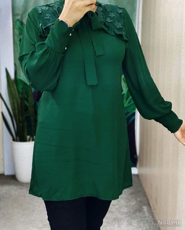 مدل شومیز بلند خانگی گلدار و جلو بسته برای دختران با ابروبادی، جدید اینستا، زنانه و بچه گانه.