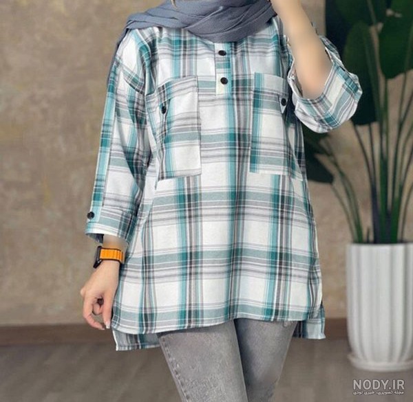 ۴۴ مدل مانتو چهارخونه جلو بسته جدید ۱۴۰۵ ؛ لاغر و خوش اندام به نظر ...