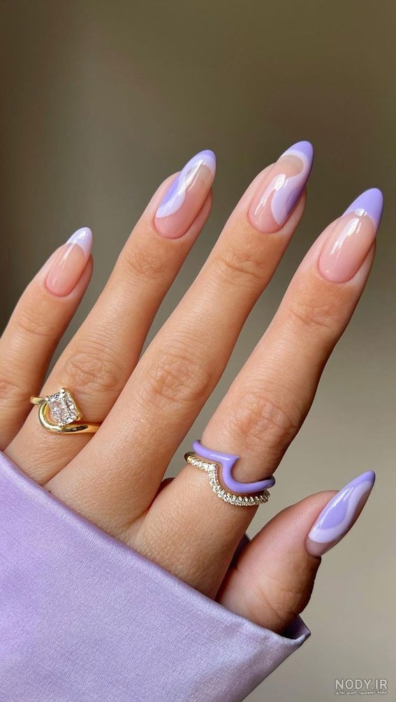مدل ناخن آمبره یاسی، آموزش و نمونه های ساده و دخترانه با gel polish و در سال 1404