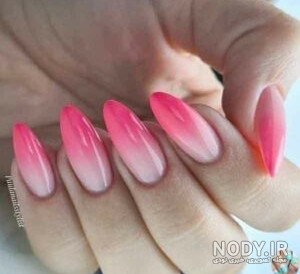 تصاویر مدل ناخن امبره روسی جدید و صورتی با طراحی های کاشت و قلم در سال ۱۴۰۴