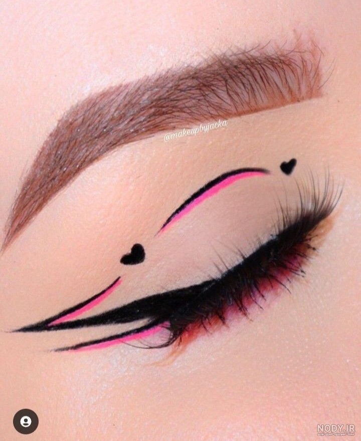 بهترین راه برای جذب توجه، تصاویر سایه چشم فانتزی دخترانه و عروسکی با رنگ های صورتی و سبز است