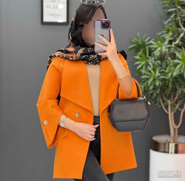 عکس های مانتو پاییزی نارنجی: استایل های autumn orange و autumn gold orange در سال 1404