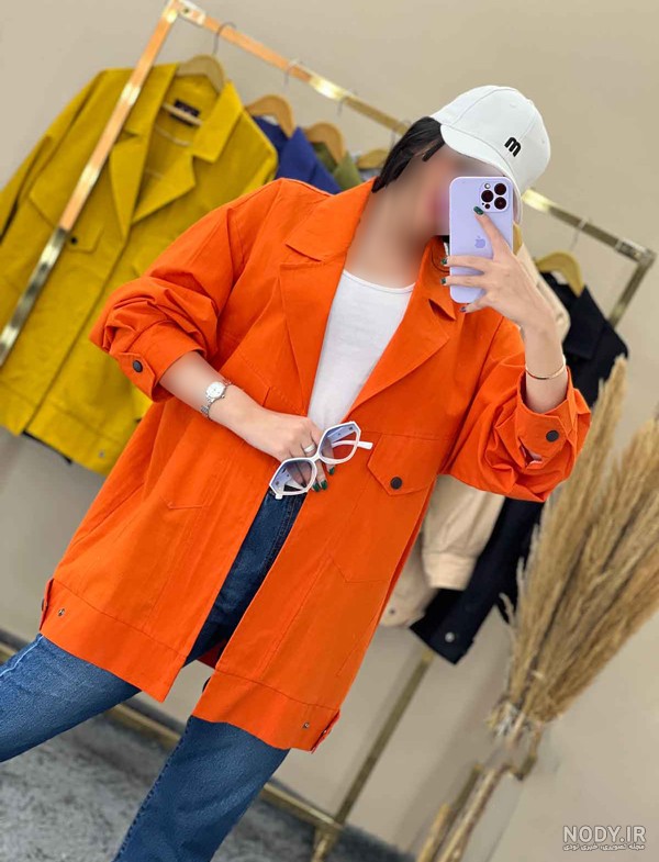 عکس های مانتو پاییزی نارنجی با طرح بافتنی و رنگ های autumn orange و autumn gold orange در سال ۱۴۰۴