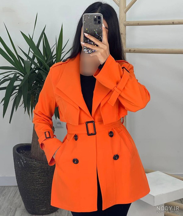 عکس های مانتو پاییزی نارنجی با استایل های بافتنی و رنگ های autumn orange و autumn gold orange