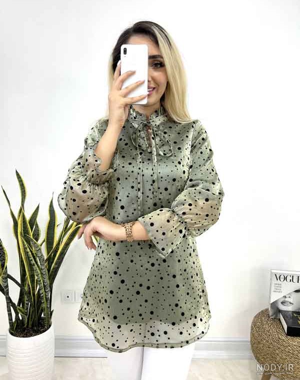 عکس های مدل شومیز حریر طرح دار جلو بسته بلند و جدید برای سال ۱۴۰۴ و ۲۰۲۵  patternpool