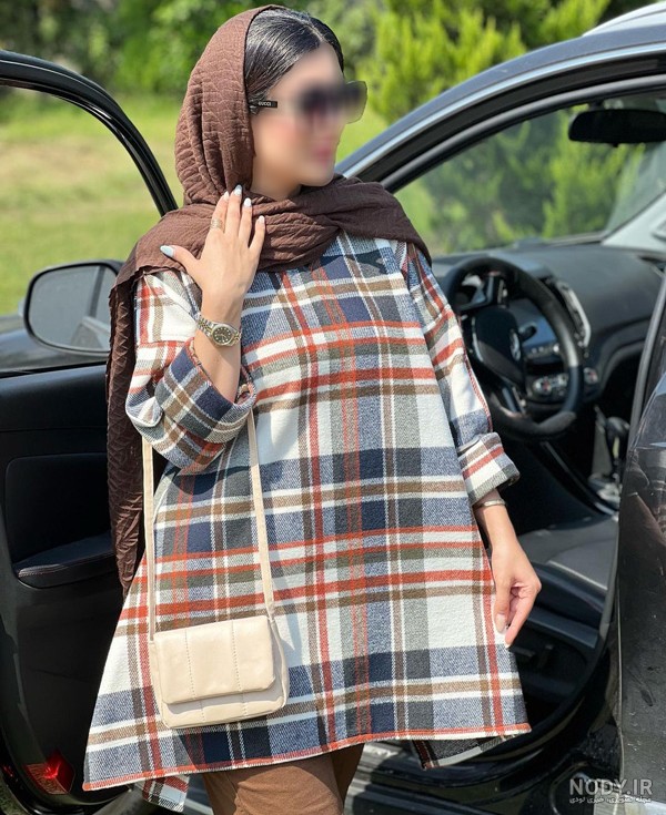 مدل مانتو چهارخونه پاییزی و جدید بلند، جلو بسته و اسپرت در سال 1404 و 2025