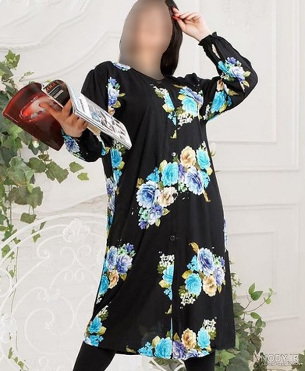 عکس های مدل مانتو نخی گلدار دکمه دار بلند و زنانه در سال ۱۴۰۴، بهترین انتخاب برای استایل های تابستانی