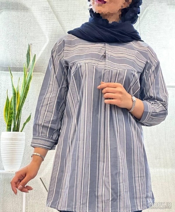 بهترین مدل مانتو نخی راه راه و جدید برای افراد چاق در سال 1404