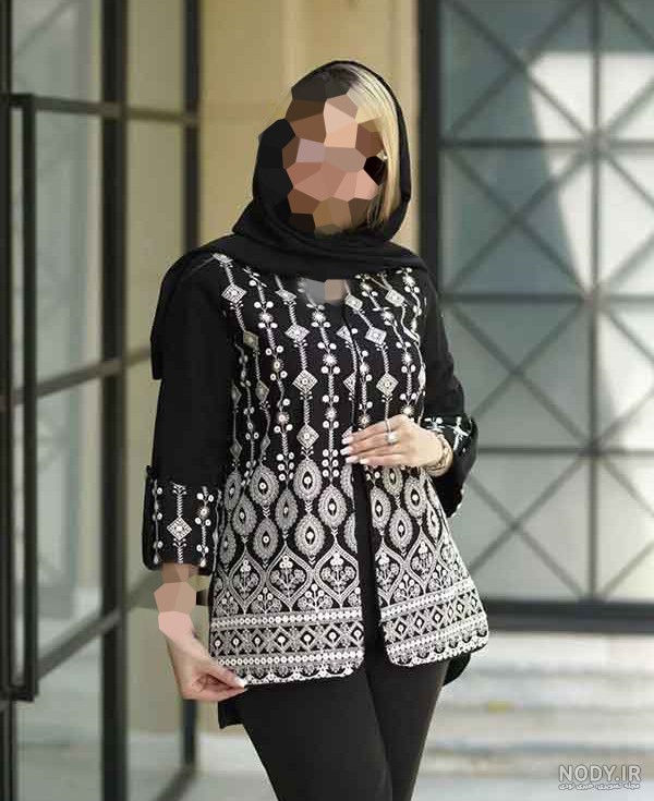جدیدترین مدل های مانتو لنین سوزن دوزی مشکی، کرمی و ترکیبی در سال ۱۴۰۴