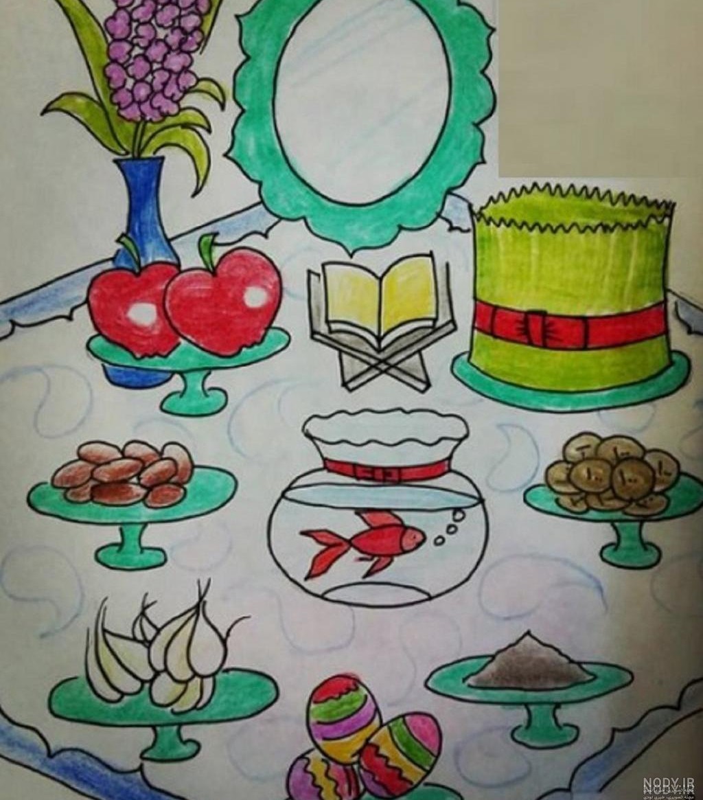 آثار نقاشی عید نوروز آسان و سخت با طرح های کودکانه، فانتزی و سفره هفت سین در سال ۱۴۰۴